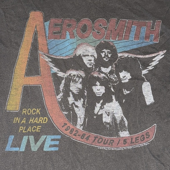 AEROSMITH Concert Tour T-Shirt ROCK IN A HARD PLACE junk food brand SMALL gray - Picture 4 of 5